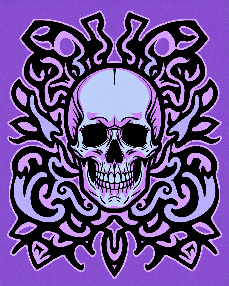Mystic Purple Skull Tribal Ornament Rug