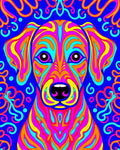 Vibrant Psychedelic Dog Face Rug