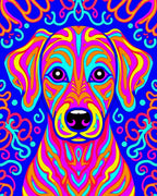 Vibrant Psychedelic Dog Face Rug