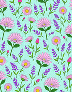 Pink Daisy Lavender Garden Whimsy Rug