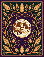 Elegant Celestial Moon Leaf Framing Rug