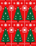 Christmas Trees Snowflakes Red White Rug