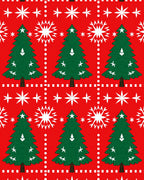 Christmas Trees Snowflakes Red White Rug