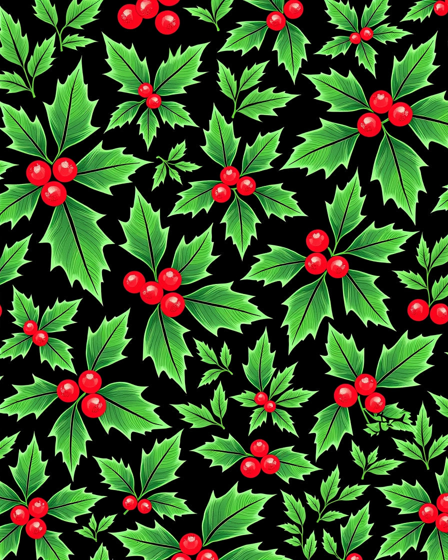 Classic Christmas Holly Berry Sprigs Rug