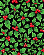 Classic Christmas Holly Berry Sprigs Rug