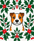 Whimsical Holly Dog Christmas Rug