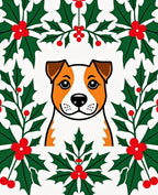 Whimsical Holly Dog Christmas Rug