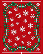 Red Snowflake Garland Holiday Rug