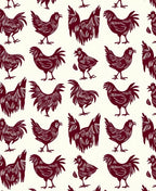 Deep Red Rooster Chicken Flock Rug