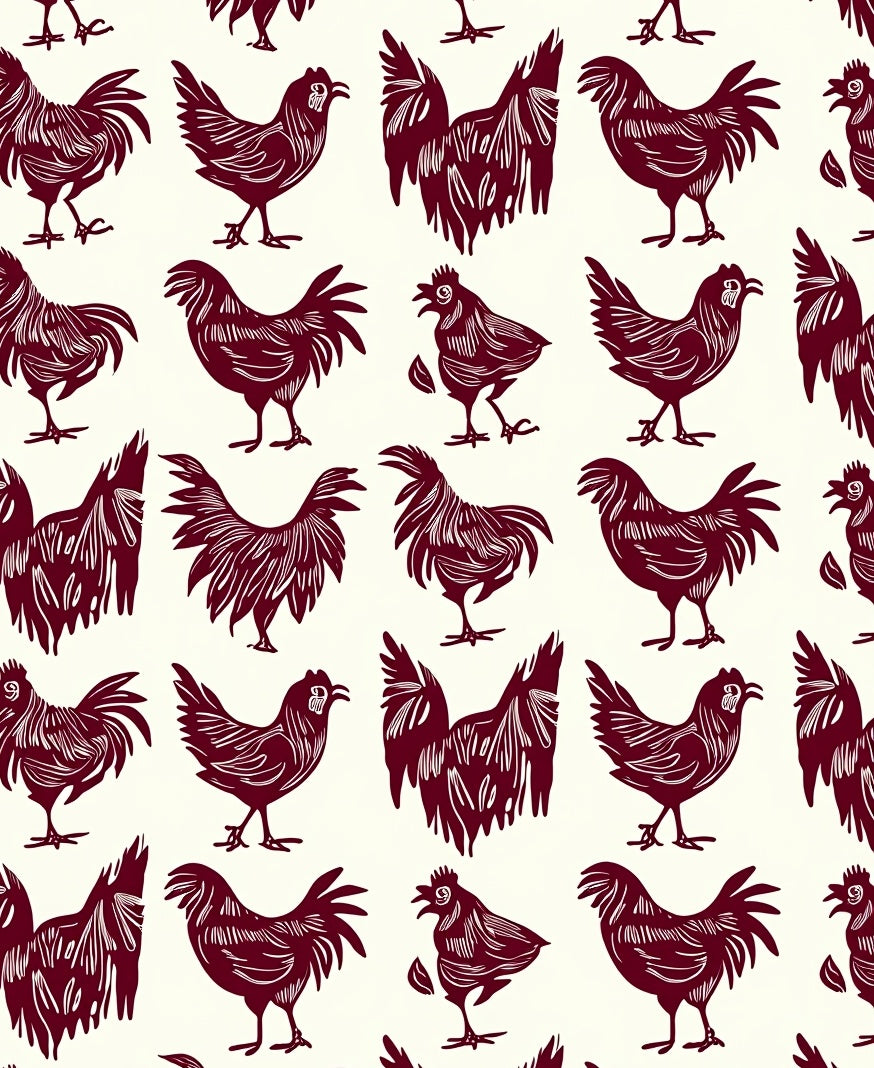 Deep Red Rooster Chicken Flock Rug