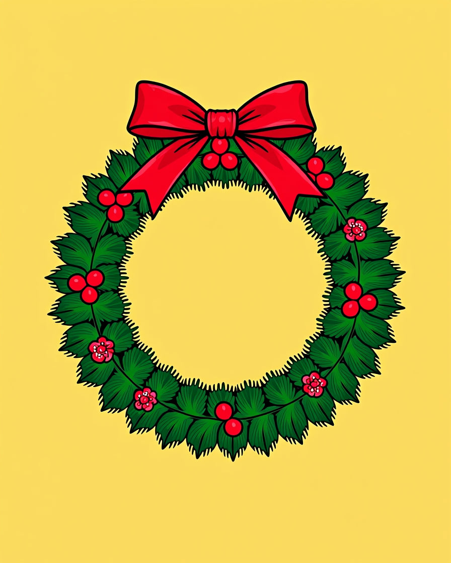 Red Festive Holly Berry Wreath Rug