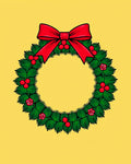 Red Festive Holly Berry Wreath Rug