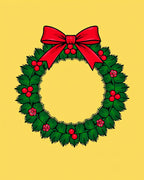 Red Festive Holly Berry Wreath Rug