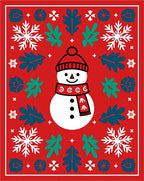 Festive Snowman Snowflake Christmas Celebration Rug