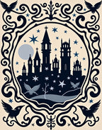 Dark Castle Under Starry Sky Rug