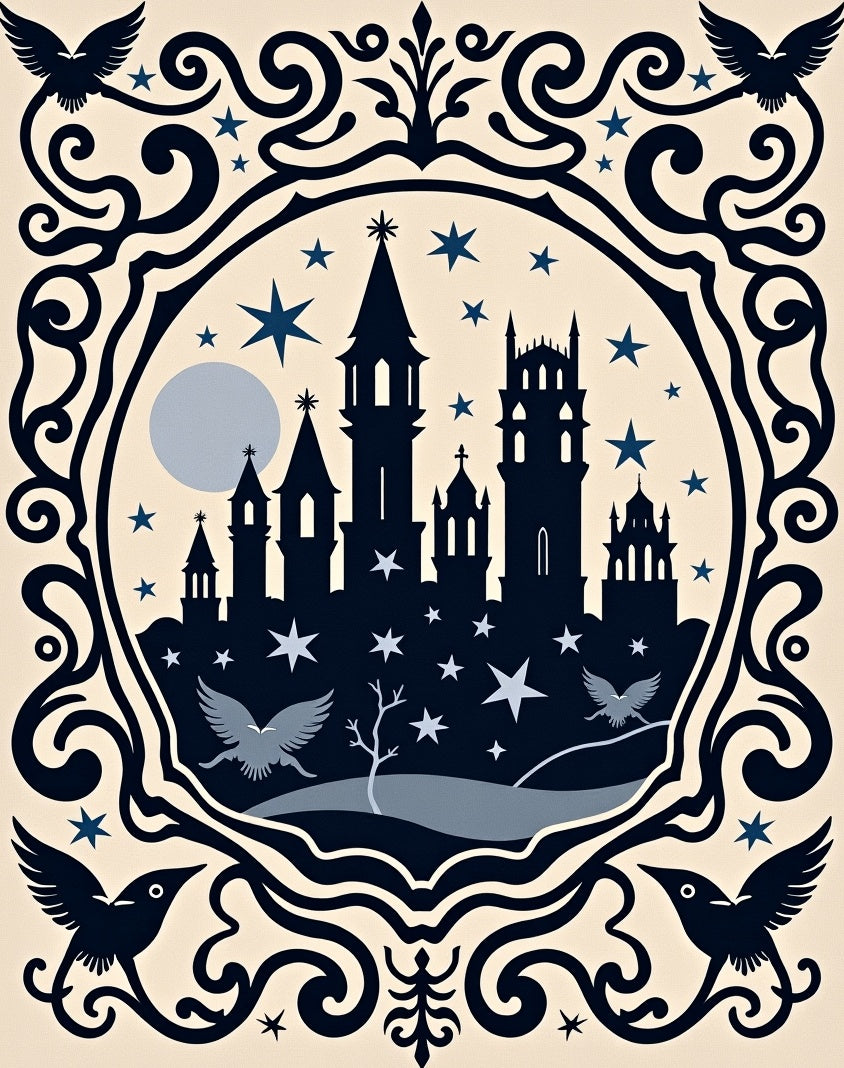 Dark Castle Under Starry Sky Rug