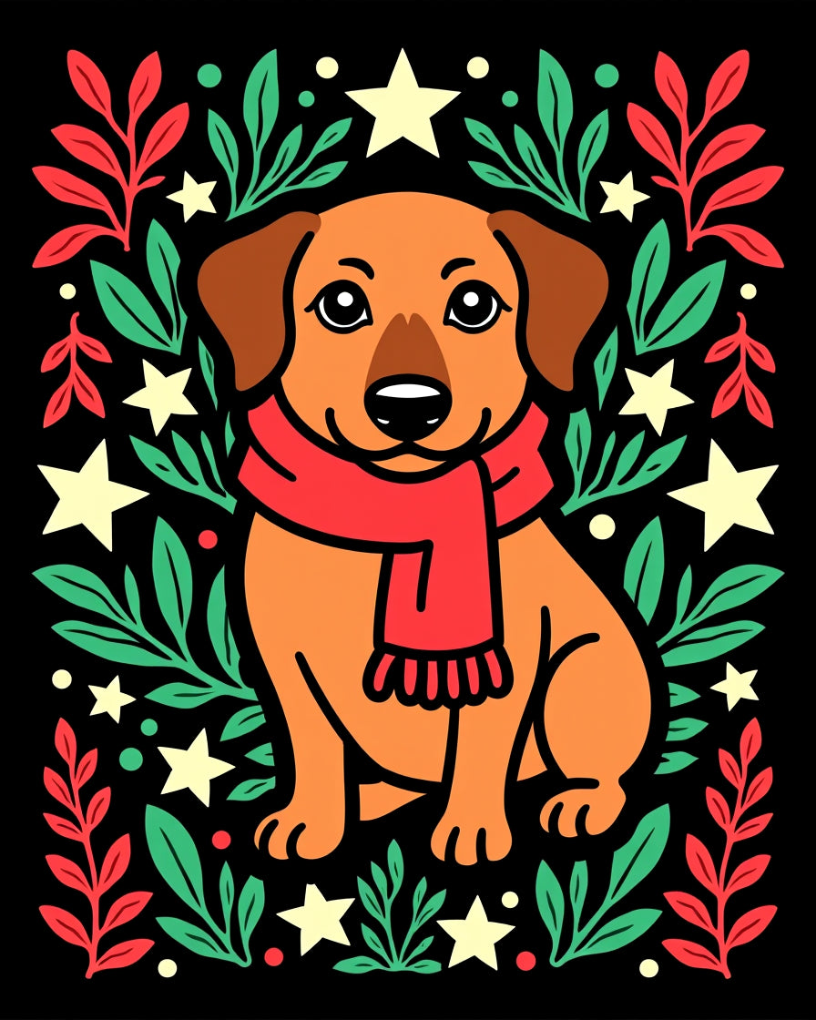 Whimsical Sausage Dog Star Garland Rug