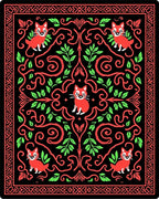 Red Fox Red Black Floral Scroll Rug