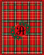 Red Tartan Holly Monogram Rug