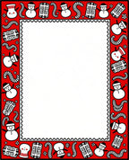Red Snowman Candy Cane Festive Border Rug