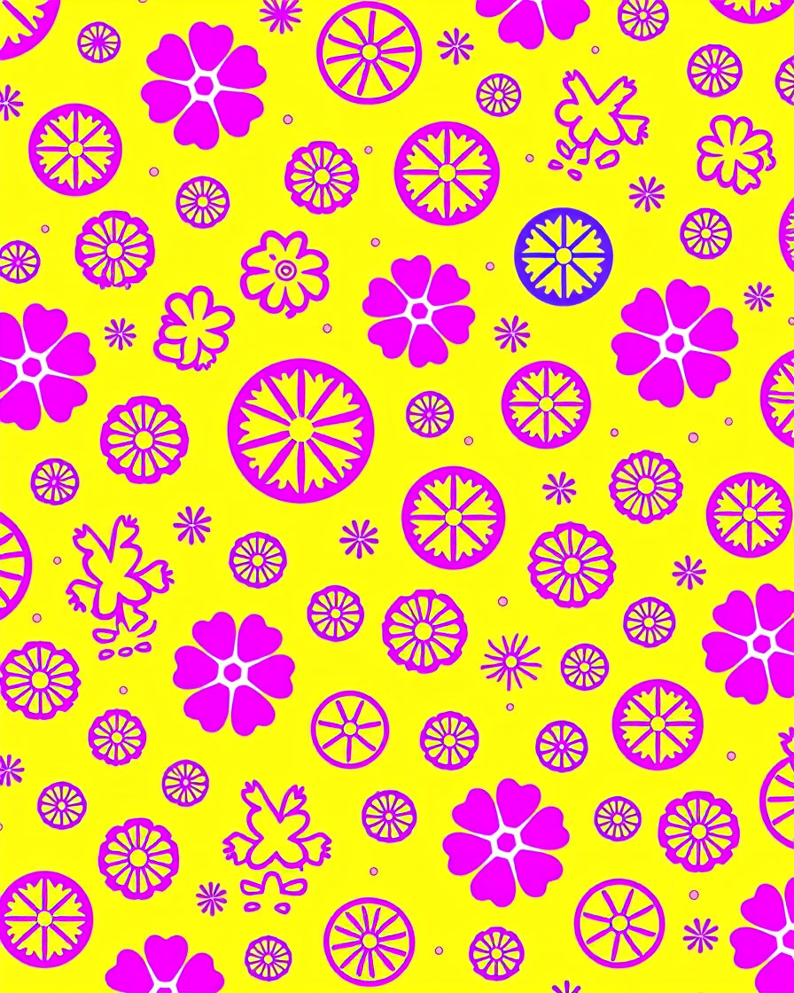 Vibrant Yellow Pink Floral Mandala Rug