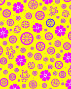 Vibrant Yellow Pink Floral Mandala Rug