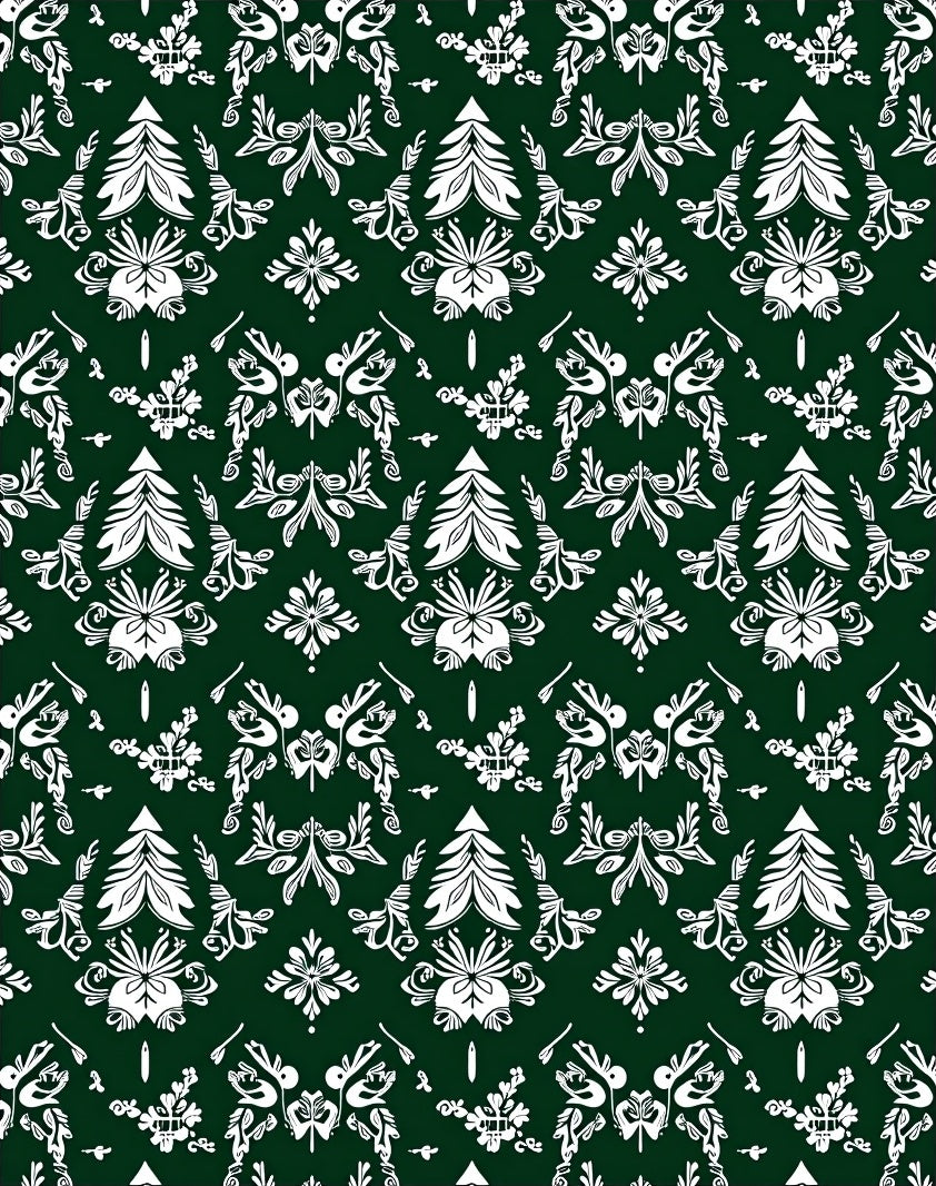 Deep Forest White Symmetry Ornament Rug