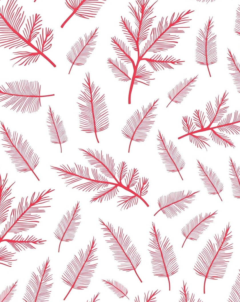 Red Fern Frond Scatter Rug