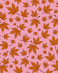 Orange Maple Leaves Pink Background Rug