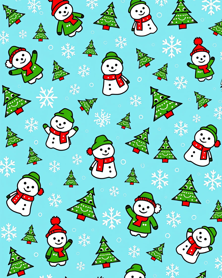 Whimsical Snowman Christmas Tree Snowflakes Rug