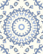 Light Blue Floral Medallion Mandala Rug