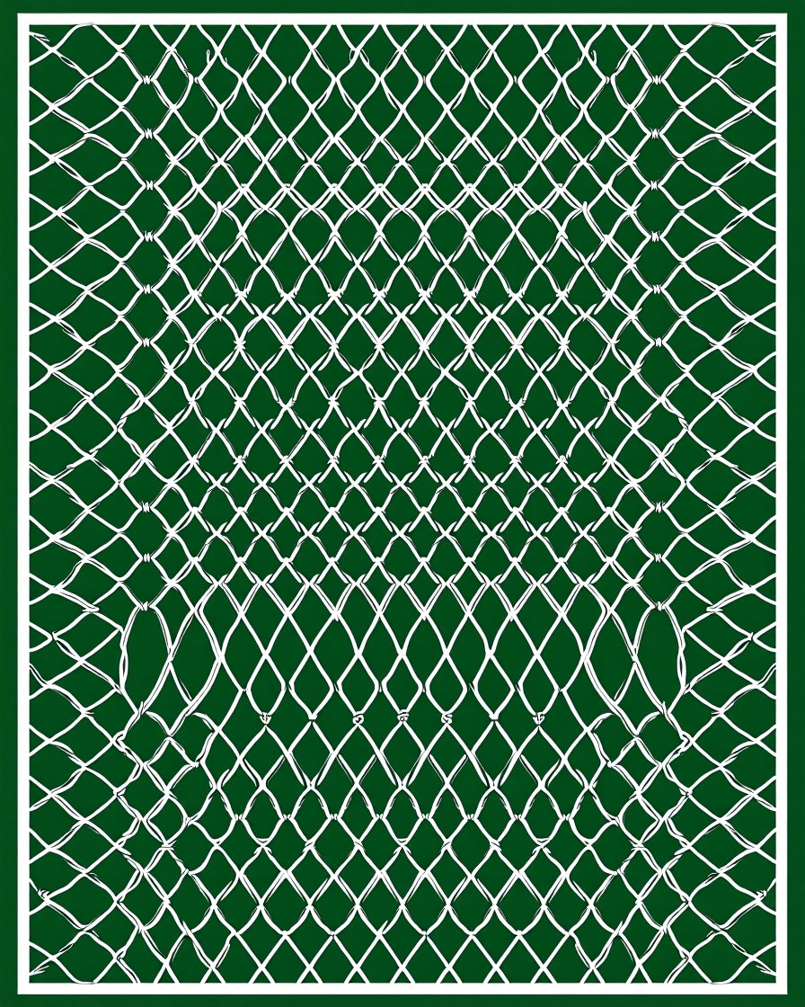 Emerald Green White Chain Link Rug