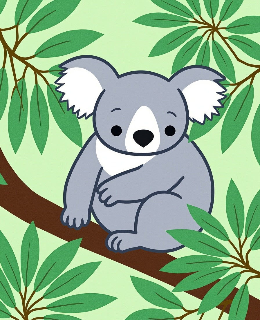 Cute Koala In Eucalyptus Leaves Rug