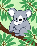 Cute Koala In Eucalyptus Leaves Rug