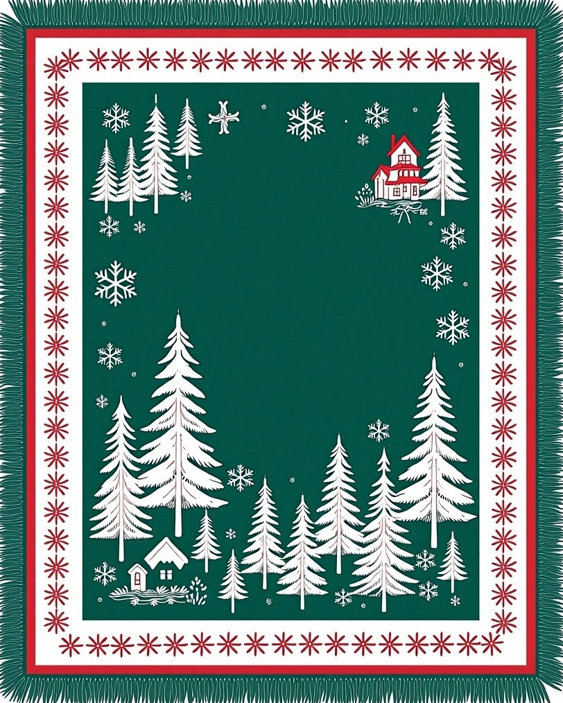 Winter Forest White Trees Snowflake House Rug