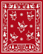 Festive Red Winged Cherub Christmas Rug
