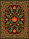 Ornate Gold Red Leafy Vine Classic Rug