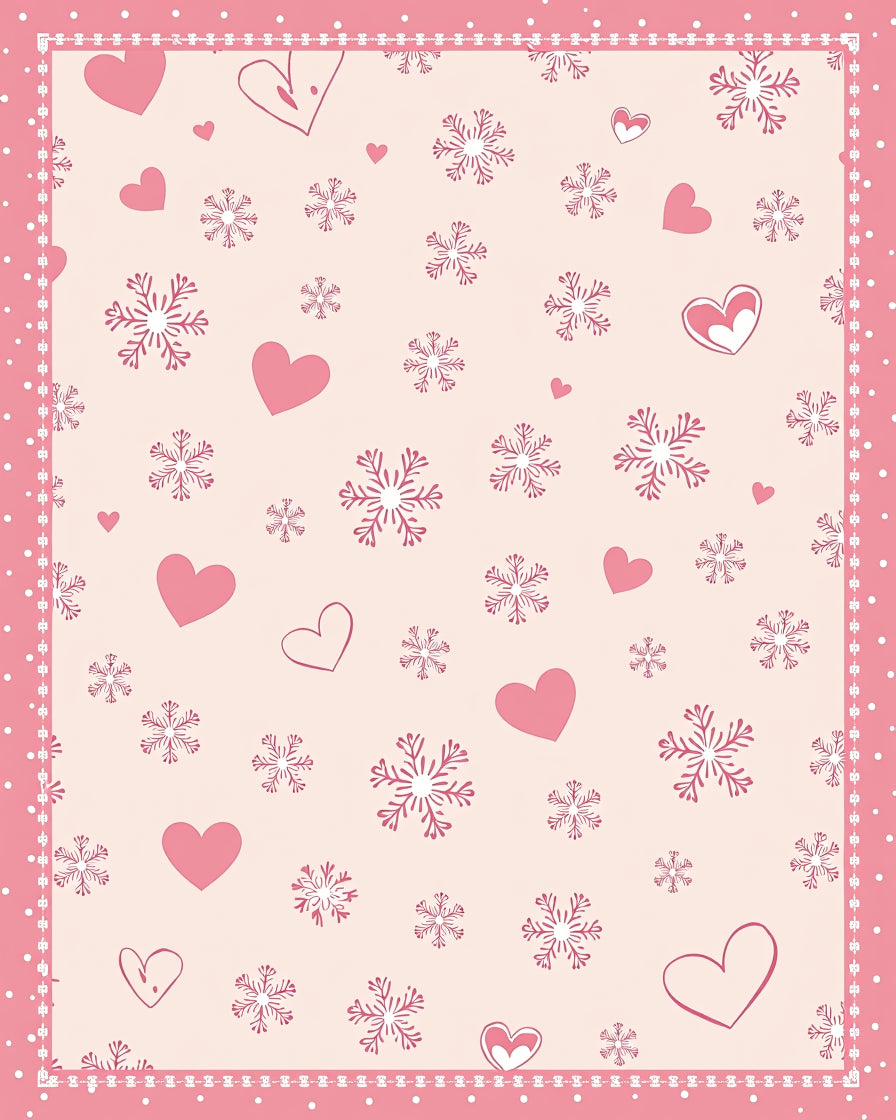 Pink Pastel Heart Snowflake Scatter Rug