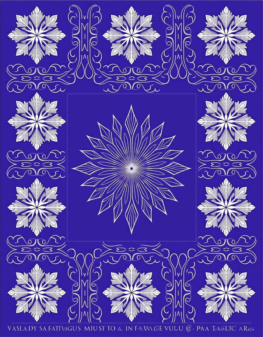 White Snowflake Blue Mandala Rug