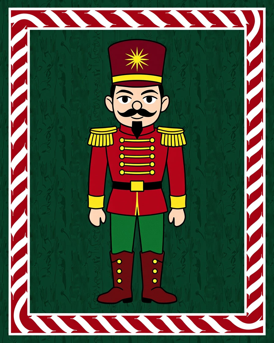 Festive Red Nutcracker Soldier Border Rug