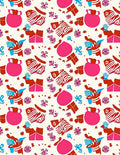 Vibrant Red Blue Pink Abstract Elements Rug