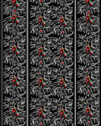 Black Red White Holly Berry Border Rug