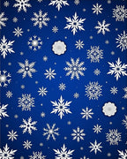 White Snowflakes Scattered Cobalt Blue Background Rug