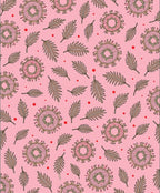 Pink Medallion and Fern Scatter Rug