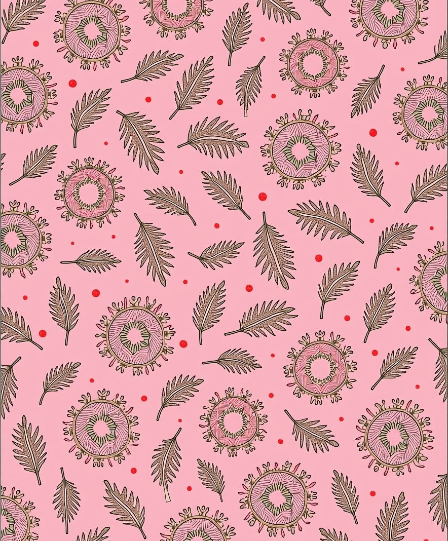 Pink Medallion and Fern Scatter Rug