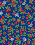 Red Floral Snowflakes And Acorns Rug
