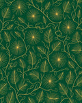 Emerald Green Golden Floral Swirl Rug