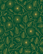 Emerald Green Golden Floral Swirl Rug