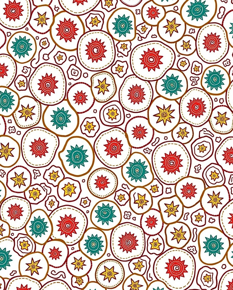 Retro Red Teal Star Scatter Rug