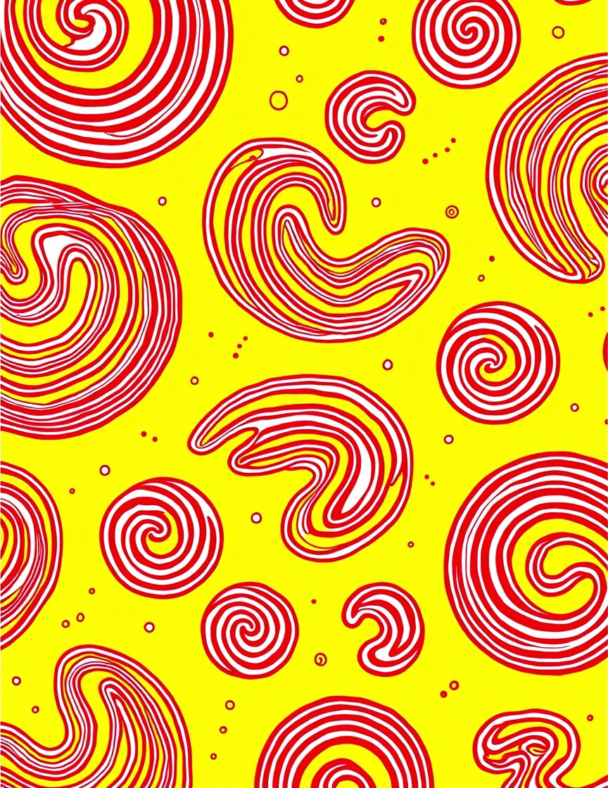 Retro Swirls Red Yellow Circles Rug